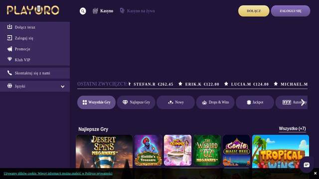 PlayOro casino screenshot